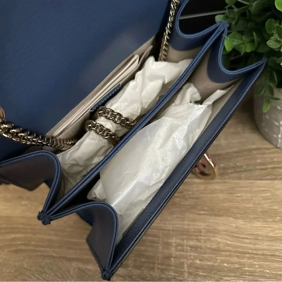 Gucci - Navy Blue Dollar Calf Crossbody Bag - Picture 4 of 4